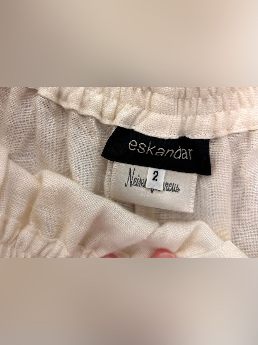 Eskandar 100% Linen Pull-On Wide Leg Pants Ivory England Size 2 - Picture 6 of 16